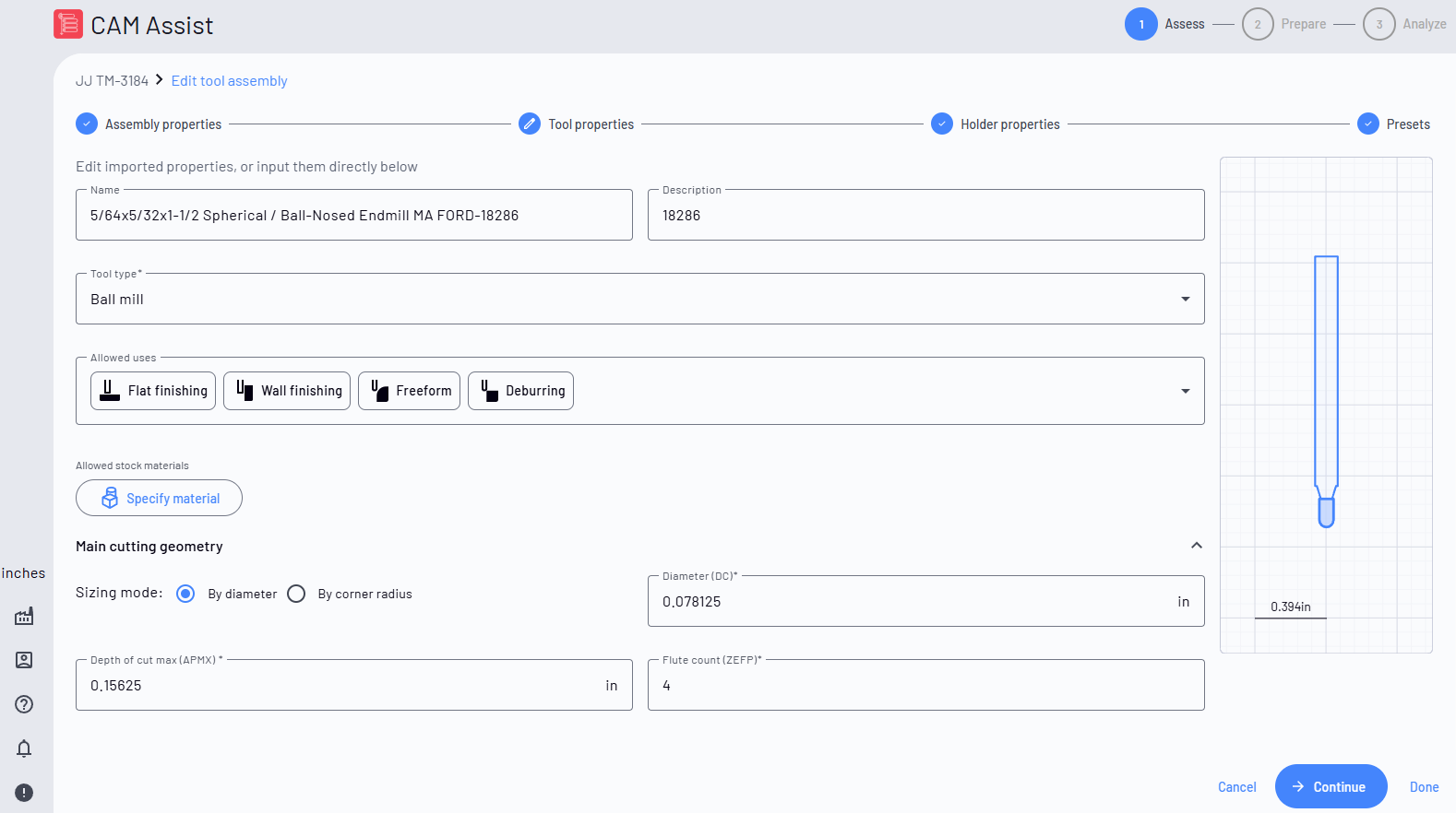 Tool properties tab#